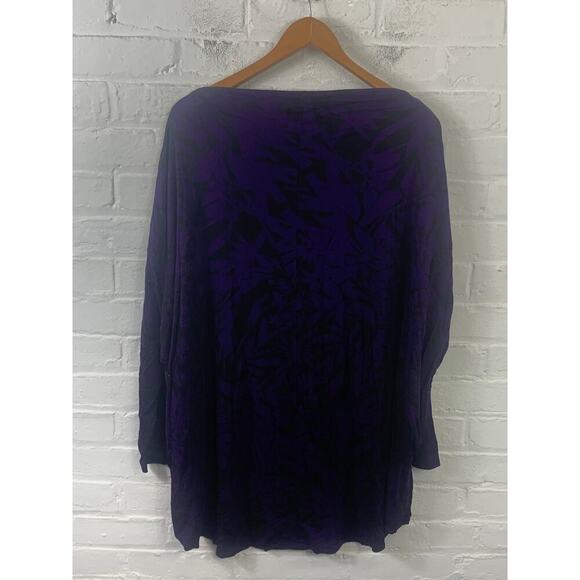 Bryn Walker Women's Long Sleeve Floral Asymmetric Top Purple Black Size Small - Picture 2 of 6